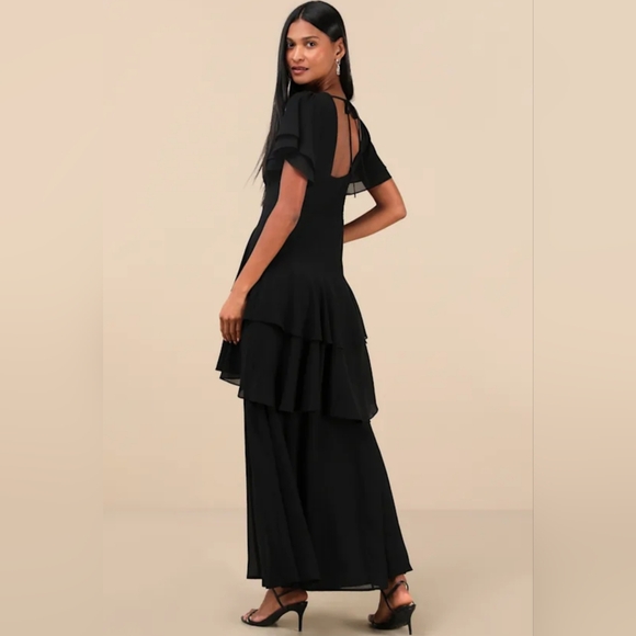 NWT Lulu's Black Tiered Maxi Dress Size XL=14 - Picture 3 of 5